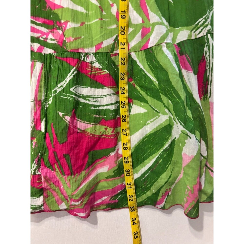 Ruby Rd Skirt Womens 6 Maxi Floral Pink Green Crinkle Tiered Flowy Cocoa Beach - Picture 6 of 13